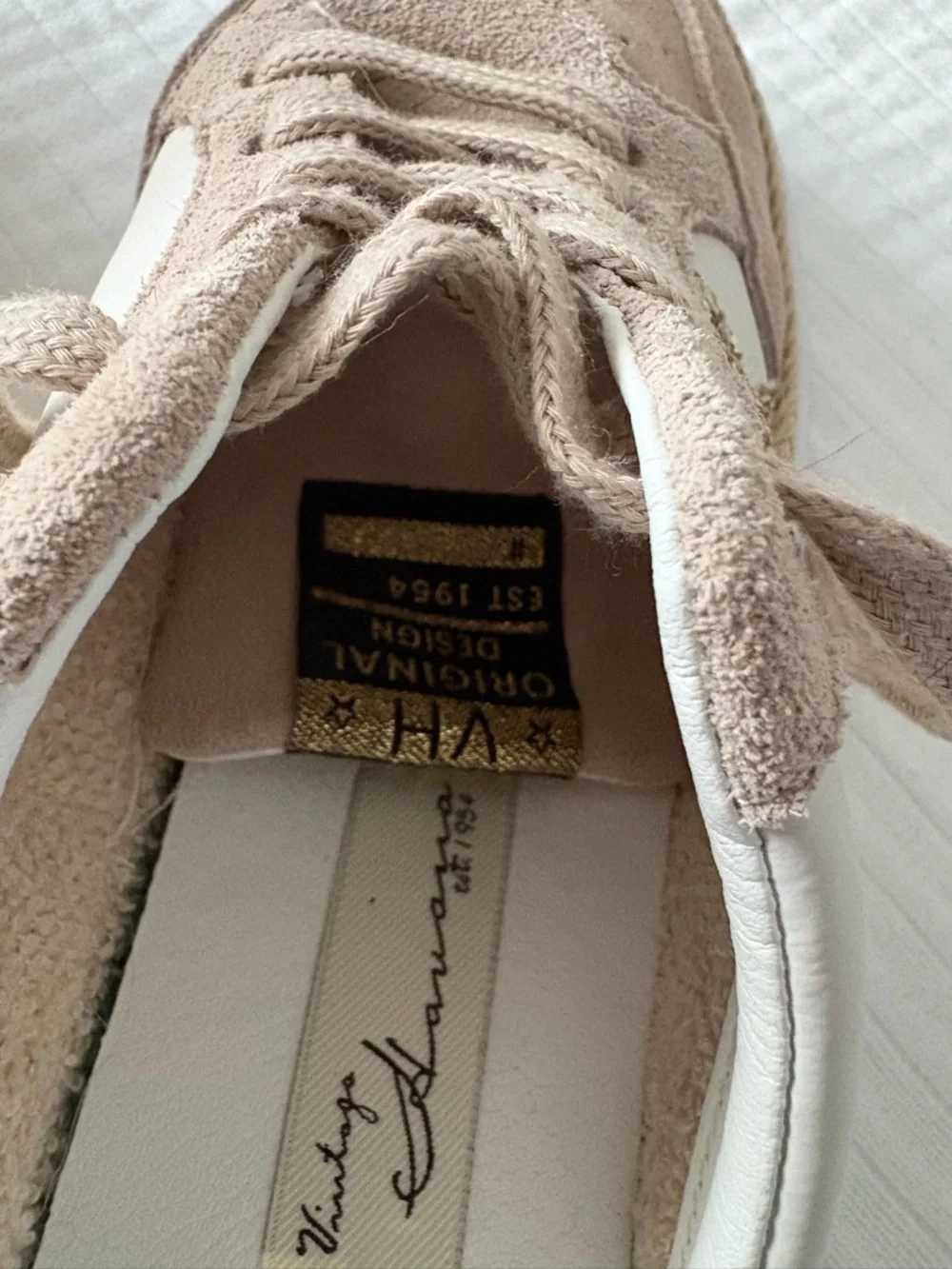 Vintage Havana Val Ream Taupe & Gold Glitter Star Rafia Platform Sneakers mules - Picture 4 of 7